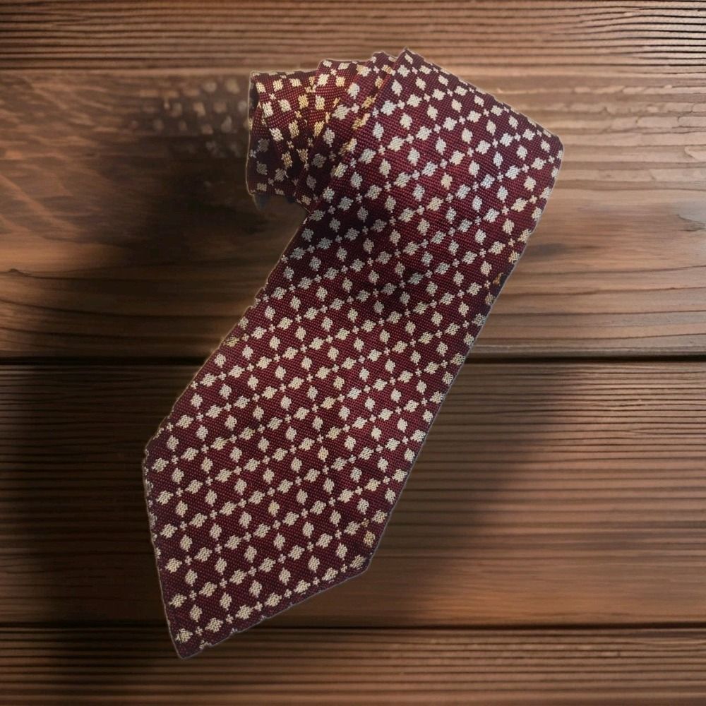 Vintage EUC Austin Reed Silk Foulard Tie Men Maroon Necktie Made in USA 1577